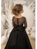 High Low Black Dots Tulle Floor Length Flower Girl Dress